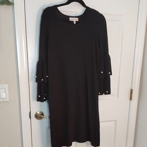 Black Sweater Dress with 3/4 Bell Sleeves Medium